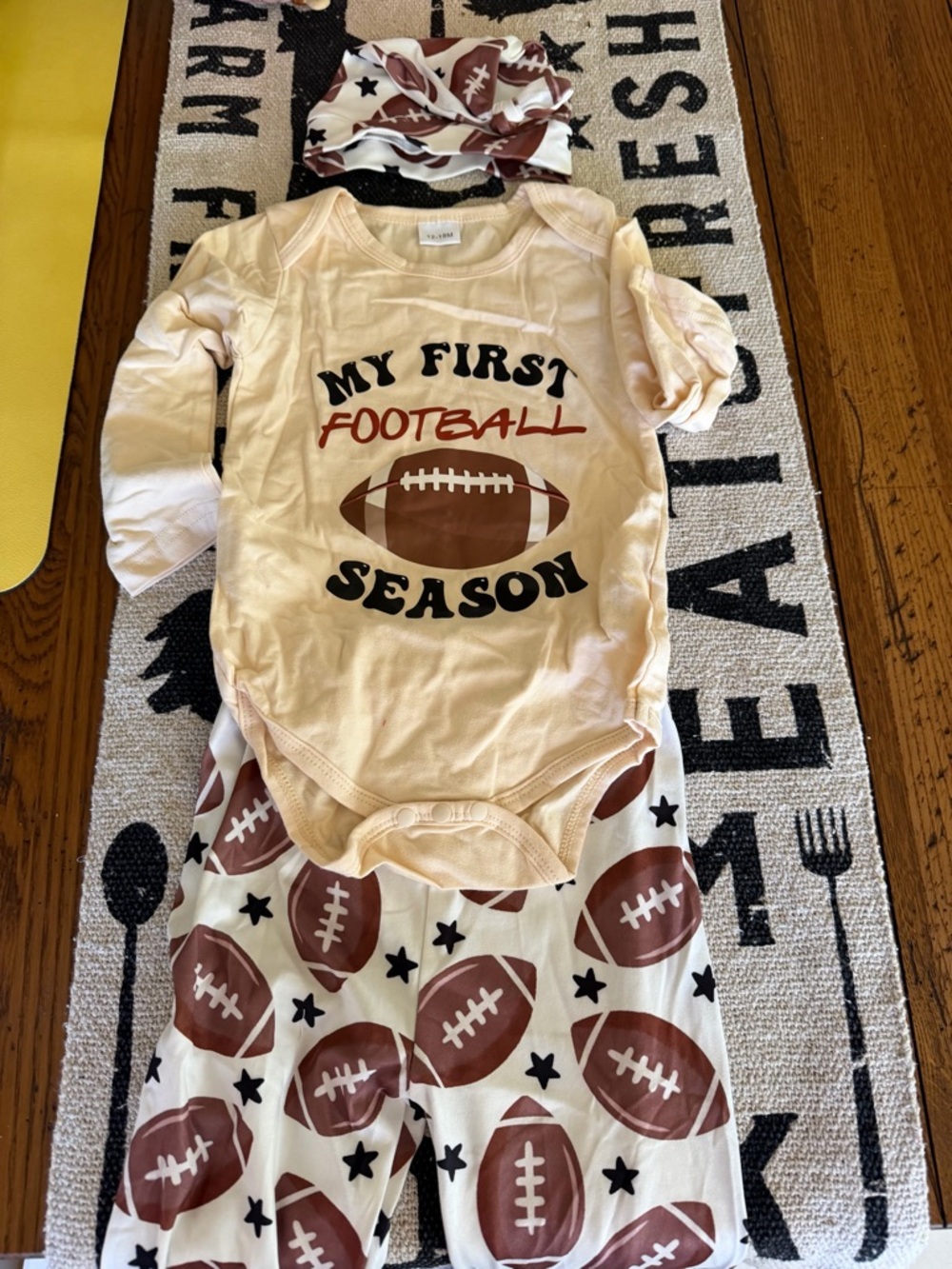 My First Football Season Baby Outfit - Football Print